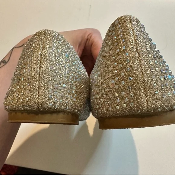 Dream Pairs Women’s Sole-Shine Cream White Rhinestone Ballet Flats Shoes Sz 11 - Picture 4 of 8